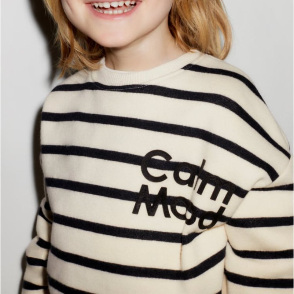 Zara Toddler Text Striped Sweatshirt
